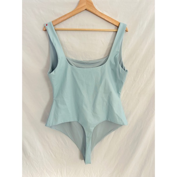 Naked Wardrobe Light Blue Square Neck Thong Bodysuit Size 2X - Picture 2 of 6